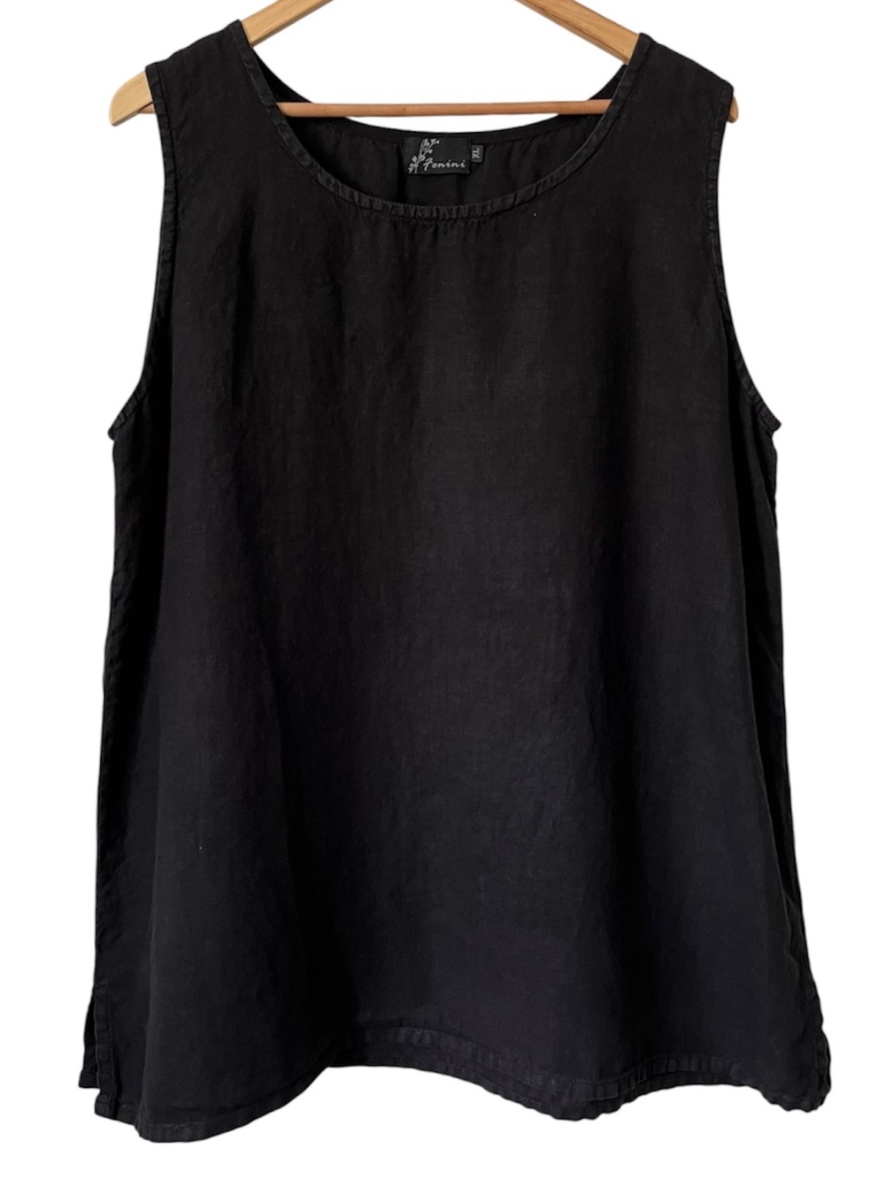 Fenini linen sleeveless top tank black XL
